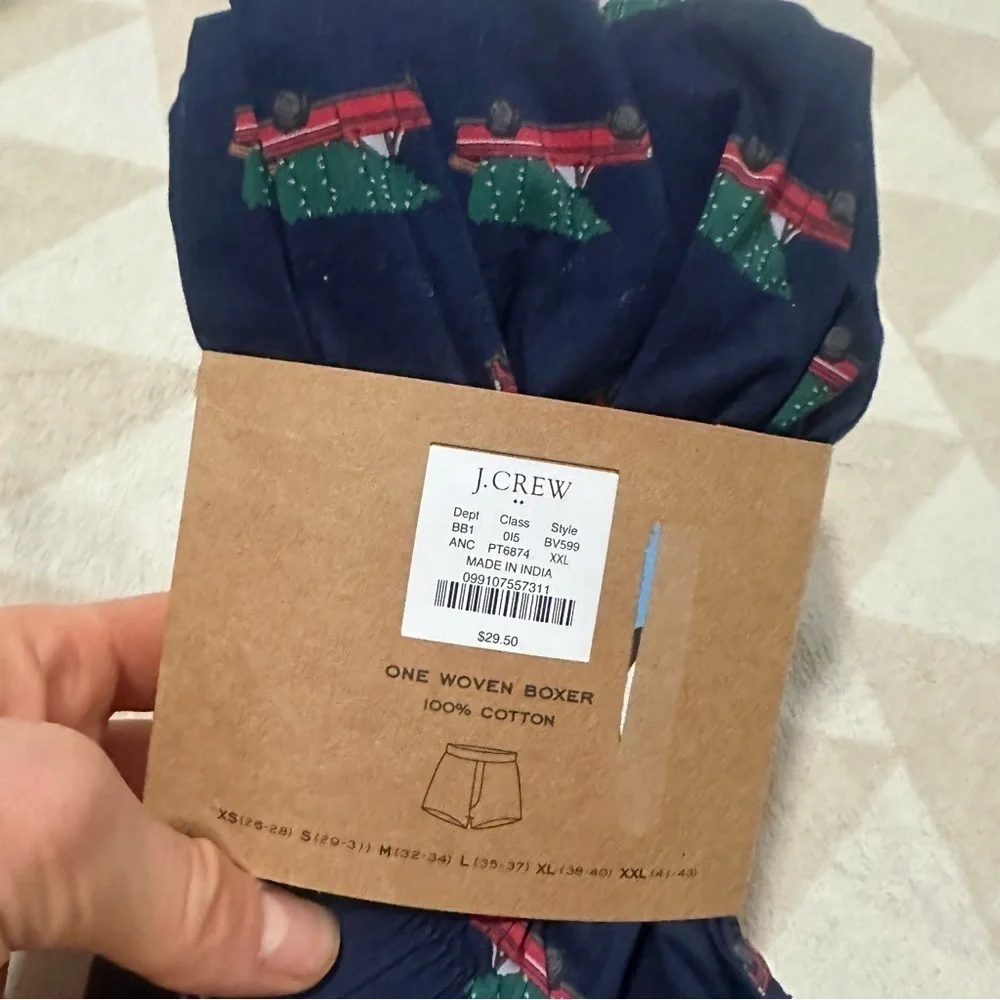 J crew woven boxers Christmas tree in red truck